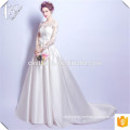 New Design Bateau Neckline Satin Ball Gown Wedding Dress with Butterfly 2017